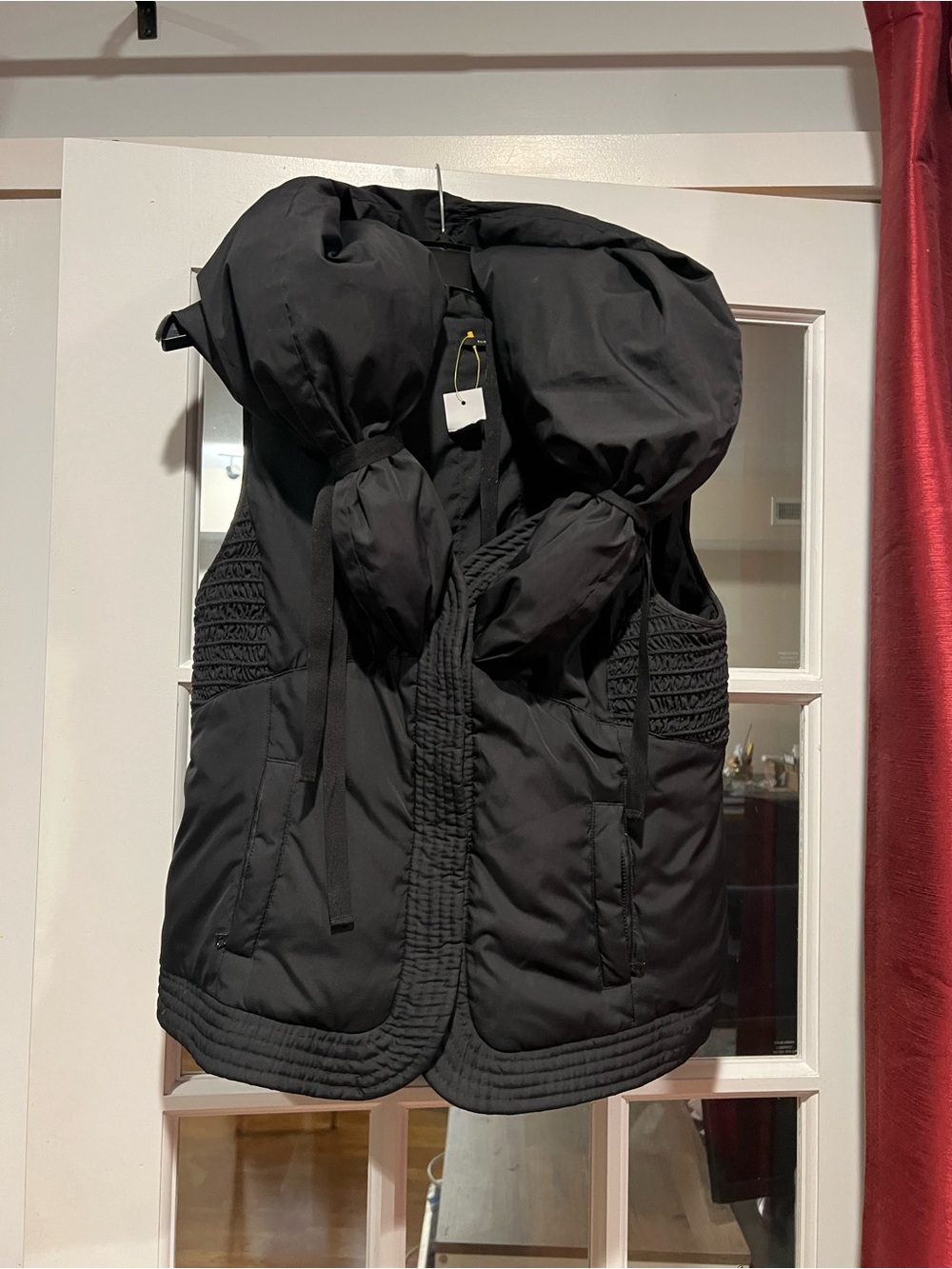 Elie Tahari Black Puffer Vest with Oversized Hood